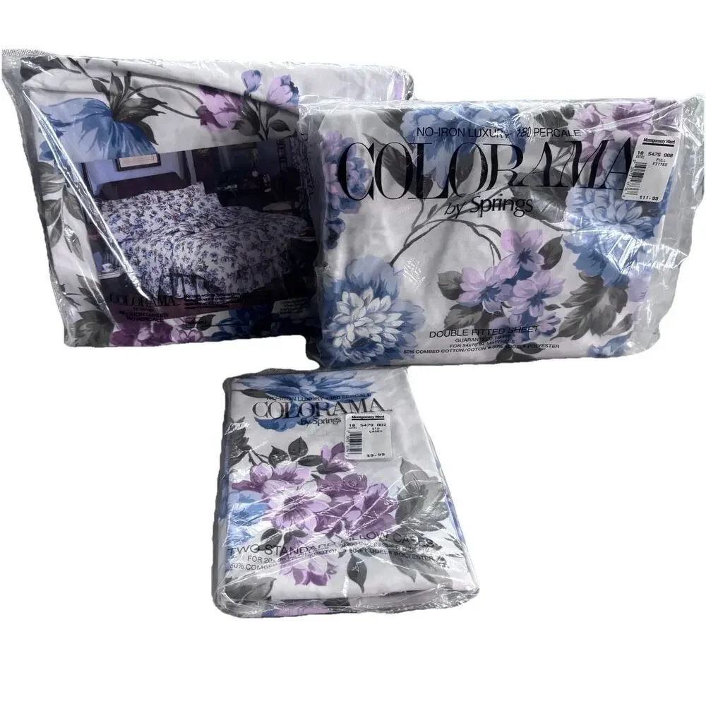 NWT 4 Piece Floral Sheet Set Double Size by Springs Colorama 180 Percale